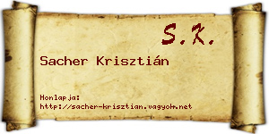 Sacher Krisztián névjegykártya